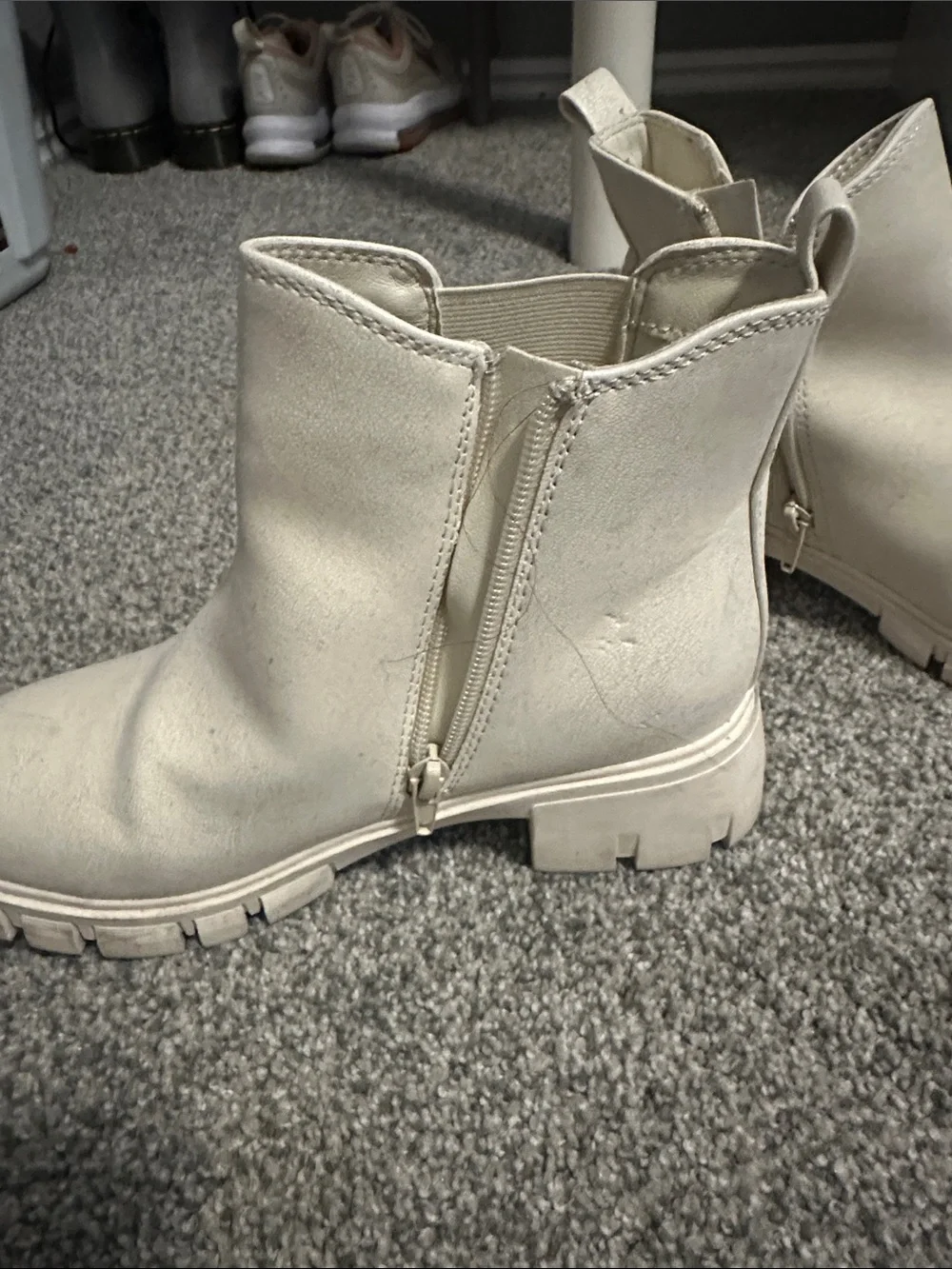 MIA Cream Chelsea Lug Sole Ankle Boots